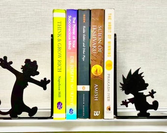 Calvin and Hobbes Metal Bookends, Comic Bookends, Decorative Bookends, Nursery Bookends, Kids Bookends, Unique Bookends, Hobbes Bookends