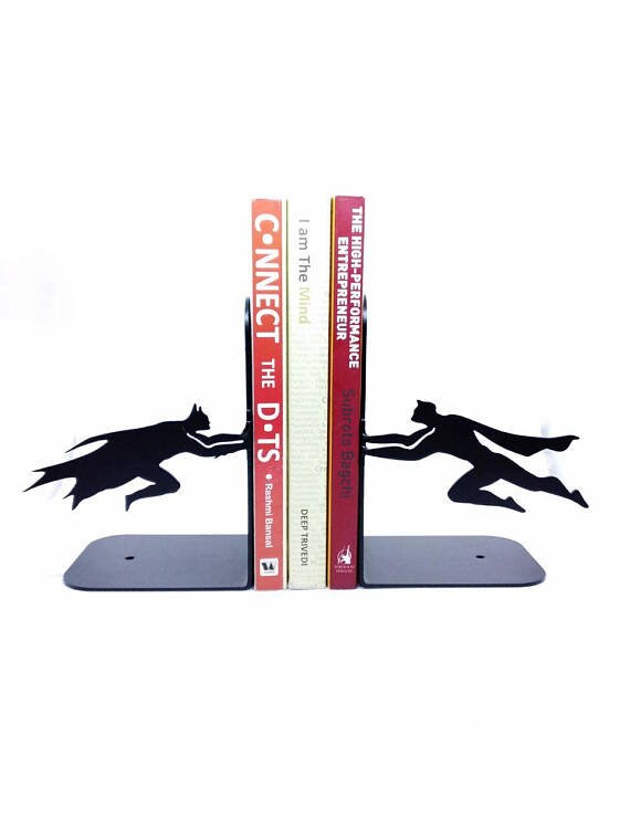 Batman Reading Metal Bookend Batman Decor Superhero Decor Etsy