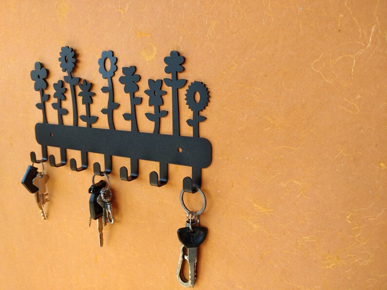 Flowers Wall Mounted Metal Key Holder Key Rack Organizer for Etsy