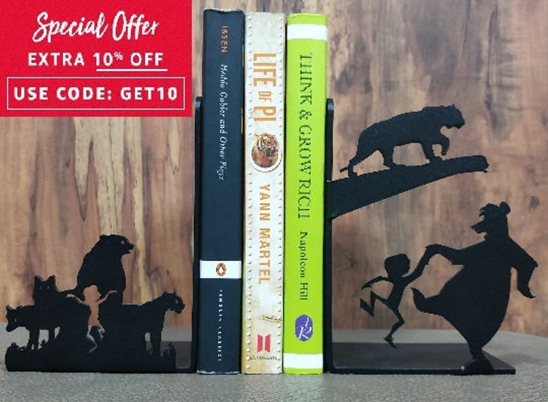 The Jungle Book Mowgli Heavy Metal Bookend With Anti Skid Etsy