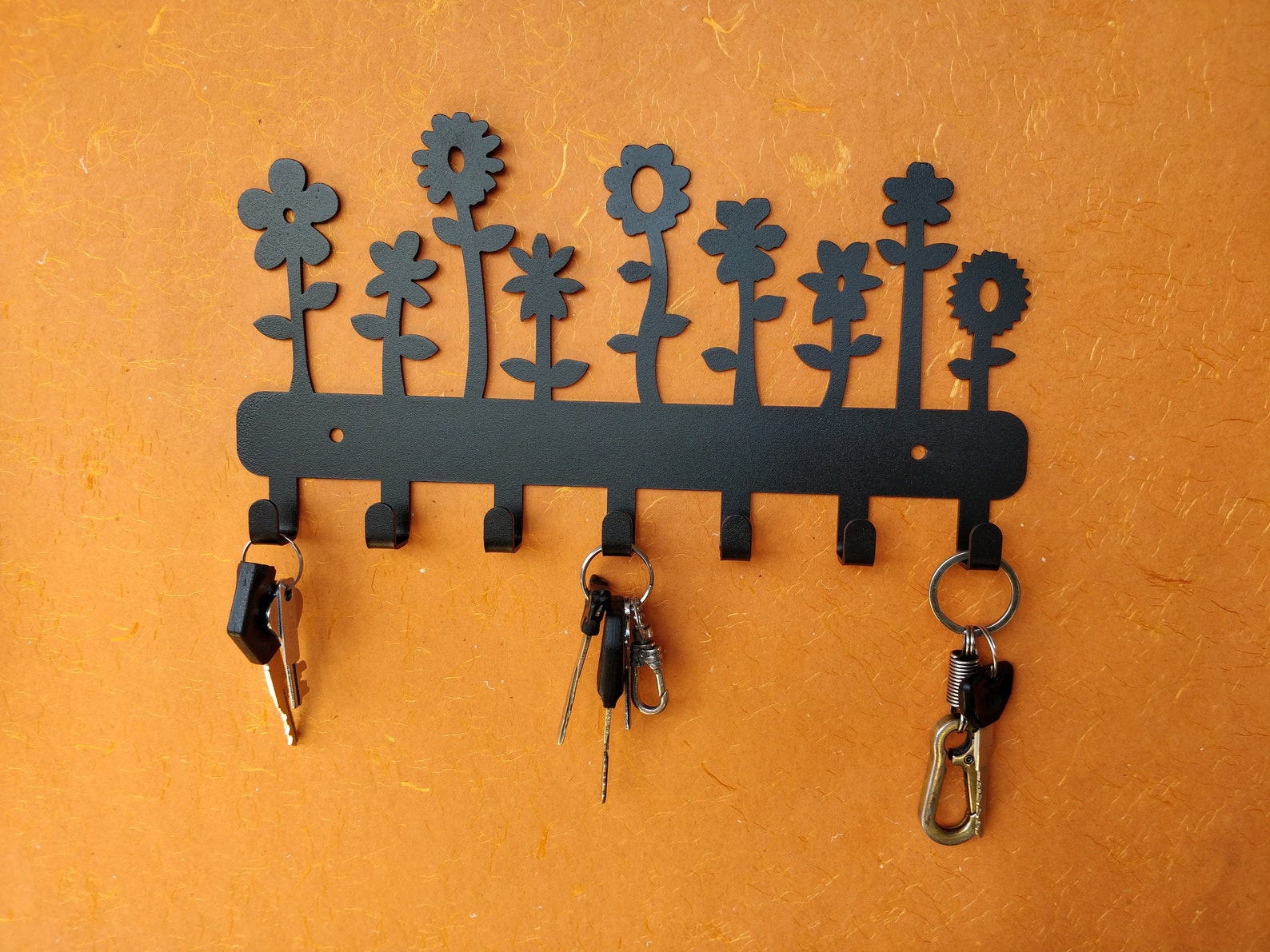 Flowers Wall Mounted Metal Key Holder Key Rack Organizer for Etsy
