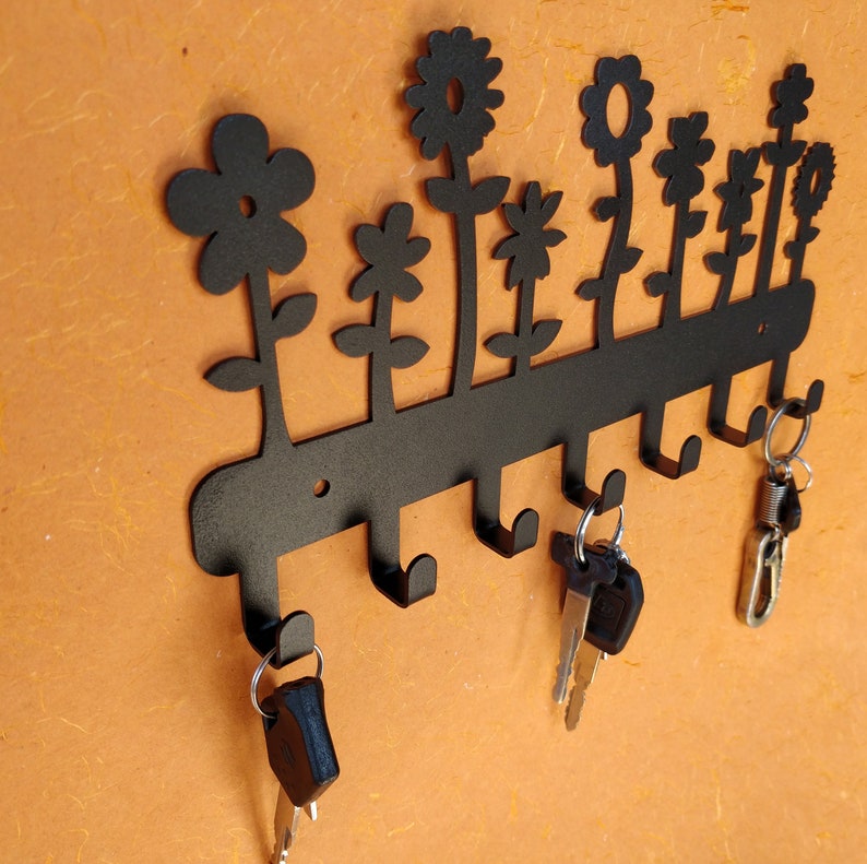Flowers Wall Mounted Metal Key Holder Key Rack Organizer for Etsy
