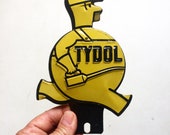 Tydol Veedol original advertising embossed tin license plate topper oil sign automobilia