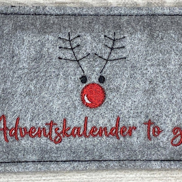 Adventskalender to go, bestickt, Nikolaus, Advent, Vorweihnacht, Geschenk, Mini-Kalender, Vorfreude, Rentier, Weihnachten !