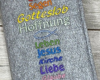 Gotteslobhülle, Kommunion, Firmung, Konfirmation, Kreuz, gestickt, Filz, Geschenk, Mädchen, Junge,  personalisierbar, mit Namen, Gebetsbuch