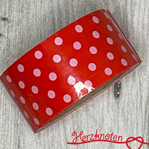 Klebeband, PP-Klebeband, Paketklebeband, 5cm breit, Dots, gepunktet, rot-weiß,