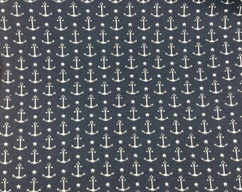 JACQUARD STRICK anchor navy blue / knitted fabric / cardigan sewing / blue / maritim