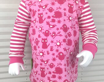 LangarmShirt Gr. 80 Tiere rosa pink / Shirt Langarm für Mädchen / Geschenk / Basicshirt / Tiere Ringel gestreift / Mädchenshirt