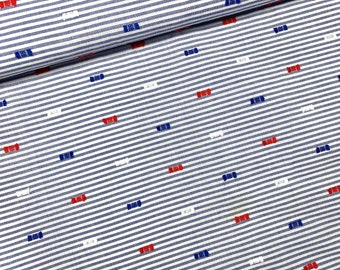 HILCO blouse stripe blue white striped/mani/cotton fabric/summer fabric