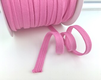 1 m Flachkordel 10mm rosa Baumwollkordel Hoodieband / Kordel für Hoodies / flach /