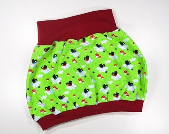 Balloon skirt 86/92 green red bird mushrooms / gift / souvenir / skirt / skirt