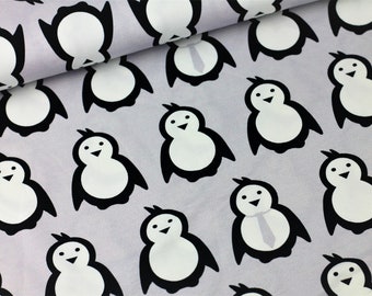 Sweat Pingu Grey white black penguins/Hilco/fabric Autumn Winter/children's fabric/warm jersey/Sommersweat