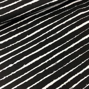 Viscose jersey black white striped / Hilco PORTO RIZO black white / jersey viscose / women's fabric image 1