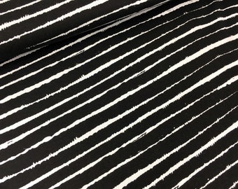 Viscose jersey black white striped / Hilco PORTO RIZO black white / jersey viscose / women's fabric