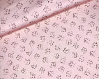 HILCO Jersey Squirrel Pink / Baby Friends / Jersey Fabric for Babies