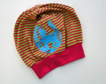 Beanie children's hat horse striped pink lime / hat for kids / children's hat / gift / souvenir