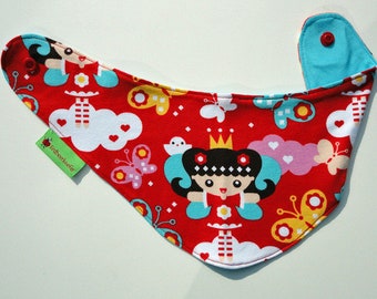 Neck scarf fairy red turquoise / gift for babies / manga girl / butterflies