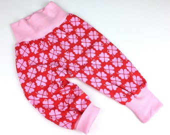 Pump pants gr. 68 clover pink red / gift for birth / co-wax pants / for girls