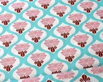 PATCHWORKstoff Roses Tanya Whelan Chloe Rose Sky / Cotton Fabric/ Weaves/ Quilting / Flowers / mint pink