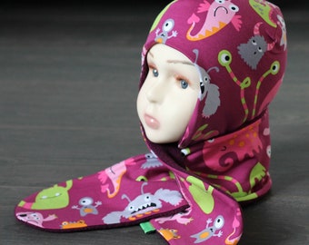 Winterset cappello & sciarpa Berry Monster / insieme per l'inverno cappello impostata viola / Monsterella / / regalo per le ragazze