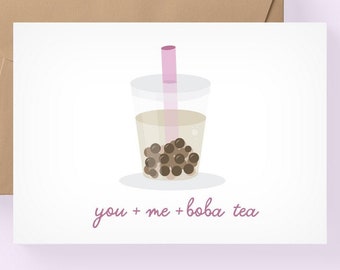 you + me + boba tea card, boba card, bubble tea card, boba date, best friends card / SKU: ffollie03