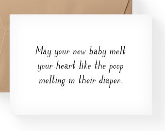 funny new baby card, new baby card, funny poop card, poop emoji card, smelly card, no sleep baby card, new parents card / SKU: ffollie95