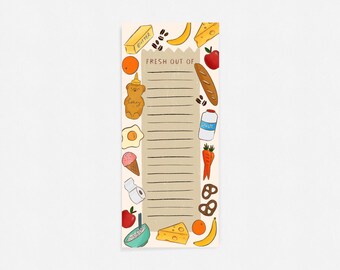 grocery list notepad, fresh out of notepad, groceries notepad, grocery items notepad