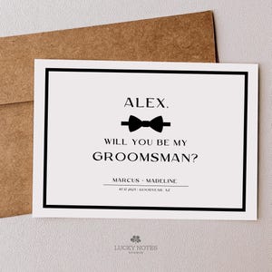 Você será meu padrinho de casamento? Proposta de padrinho / Cartão de padrinho de casamento com gravata borboleta / Calendário para impressão Modelo editável Canva / DOWNLOAD INSTANTÂNEO