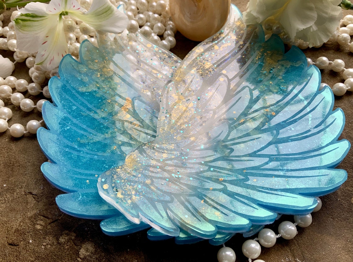 Angel Wings Resin Art Coasters Set my little Angel in Pink Etsy