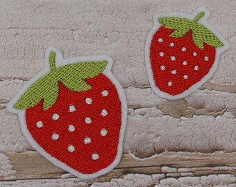 Stickaufnäher Erdbeere in 2 Größen zur Auswahl / Applikation Aufnäher