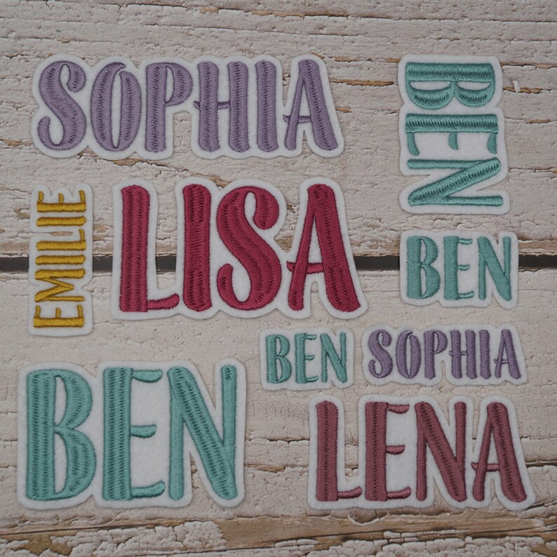 Nameplate Size S / Font No. 9 / Capital Letters 107 Yarn Colors to