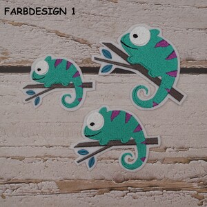 Embroidery patch chameleon 3 sizes color choice patch application image 2