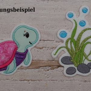 Stickaufnäher Schildkröte pink lila Applikation Aufnäher Schultüte Bild 2