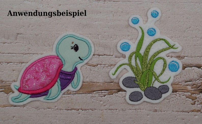 Stickaufnäher Schildkröte pink lila Applikation Aufnäher Schultüte Bild 2