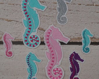 Embroidery patch seahorse / free choice of color / choice of size / application patch for schooling