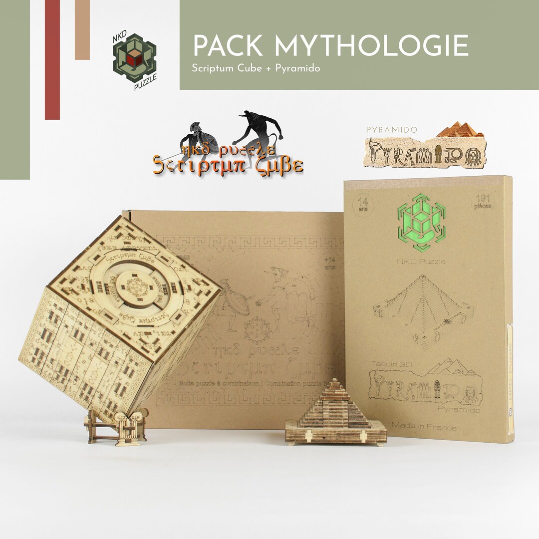Mythology Pack Scriptum Cube and Pyramido Puzzle Box DIY Kit Etsy