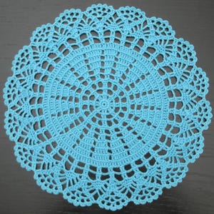 25 cm, 9.8 inch, Turquoise Blue, Summer, Spring, Easter, Home Decor, Cottage, Housewarming, Boho, Farmhouse, Hand Crochet Doily, ogrc, 1323
