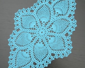 16.9 x 12.2 inch, 43 x 31 cm, Turquoise, Pineapple, All Occasions, Everyday, Oval, Farmhouse Decor, Hand Crochet Doily, ogrc, 917