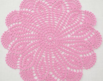 23 cm, 9.1 inch, Pink, All Occasions, Mother's Day, Spring, Summer, Easter, Farmhouse, Boho, Shabby Chic, Hand Crochet Doily, ogrc, 771