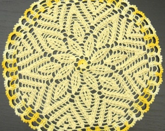 29 cm, 11.4“, Yellow, Textured Design, Mother's Day Gift, Easter, Spring, Summer, Fall, Farmhouse, Boho, Hand Crochet Doily, ogrc, 689