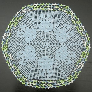 44 cm, 17.3 inch, Hand Crochet Doily, Easter, Spring, Bunny, Doily, Farmhouse, ogrc, 463