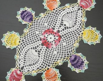 45 x 33 cm, 17.7 x 13“, Multicolors, Easter, Egg, Oval, Hand Crochet, Doily, ogrc, 994