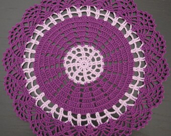 25 cm, 9.8“, Purple / Violet / Lavender, Spring, Summer, Easter, Lent, Farmhouse, Halloween, Hand Crochet Doily, 930