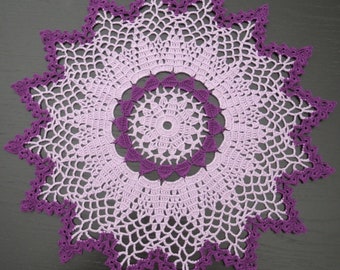 39 cm, 15.4“, Purple / Violet / Lavender, Home Decor, Summer, Cottage, Housewarming, Boho, Farmhouse, Hand Crochet, Doily, ogrc, 1075