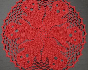 30 cm, Hand Häkeldeckchen, Häkeldeckchen: Rot, Halloween, Geist, Gotic, Herbst, Herbst, Hand Häkeldeckchen, ogrc, #1150