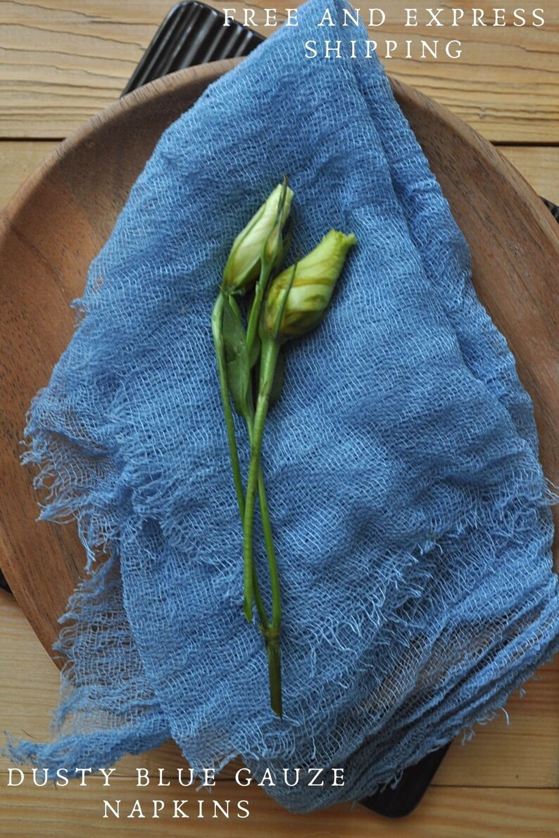 Dusty Blue Grey gauze wedding napkins Cheesecloth dinner Etsy