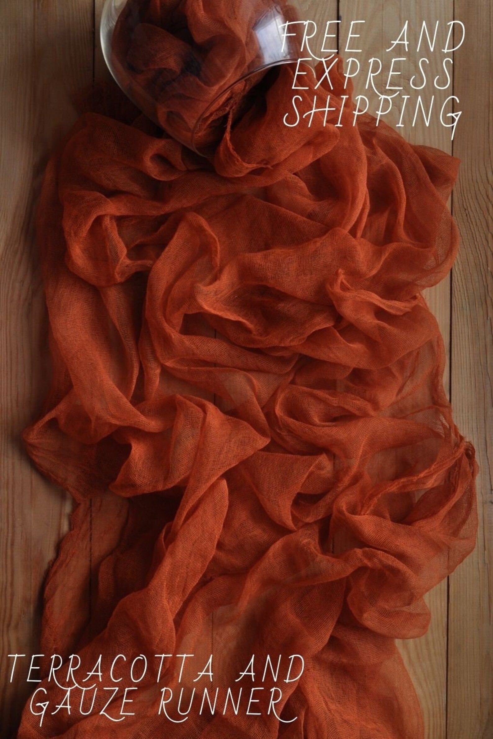 Terracotta Gauze Table Runner Wedding Rustic Tablecloth Etsy