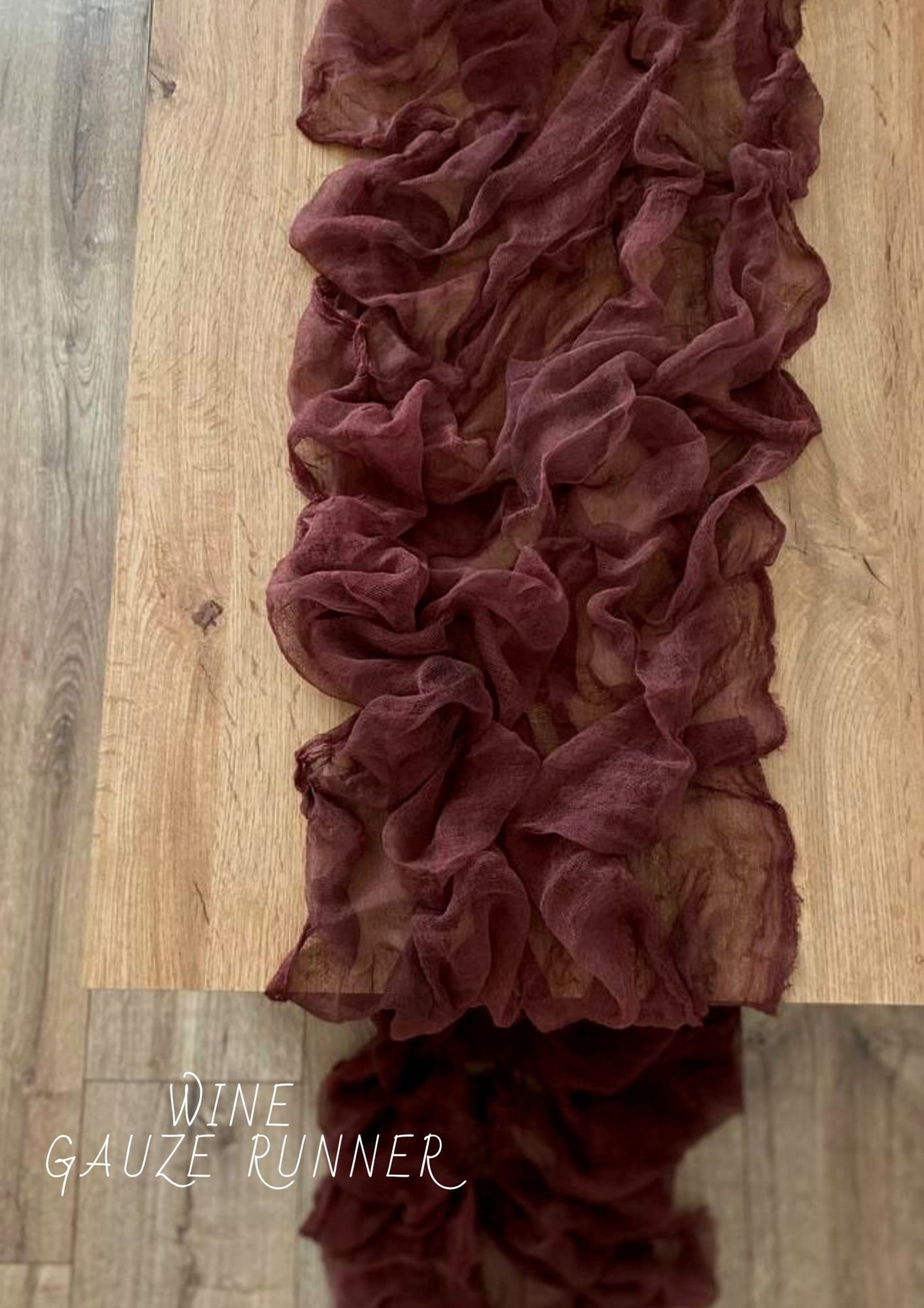 Burgundy Cheese Cloth Runner Winter Rustic Gauze Runner Maroon Etsy