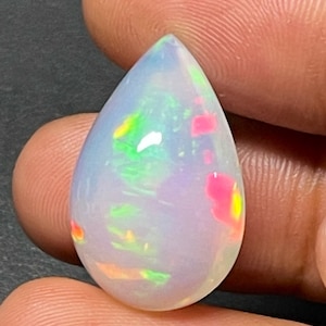 12.5CT, 22x14.8x9.2MM,Pear opal, 100% natural, Ethiopian Opal Cabochon, Multifire opal,White Opal, Opal Cabochon for Jewelry.