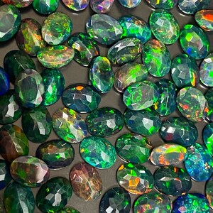 6x8MM Oval, Handmade Ethiopian Opal, Cut, Black Opal, Available in all shapes and sizes, Opal for jewelry
